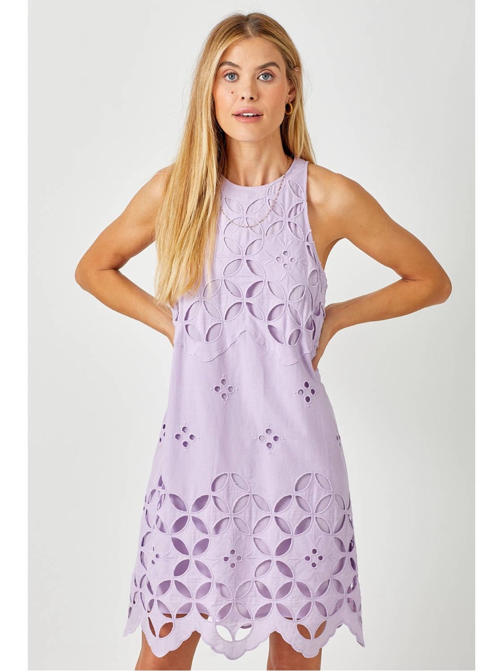 Mystree lavender halter neck lace dress NWT